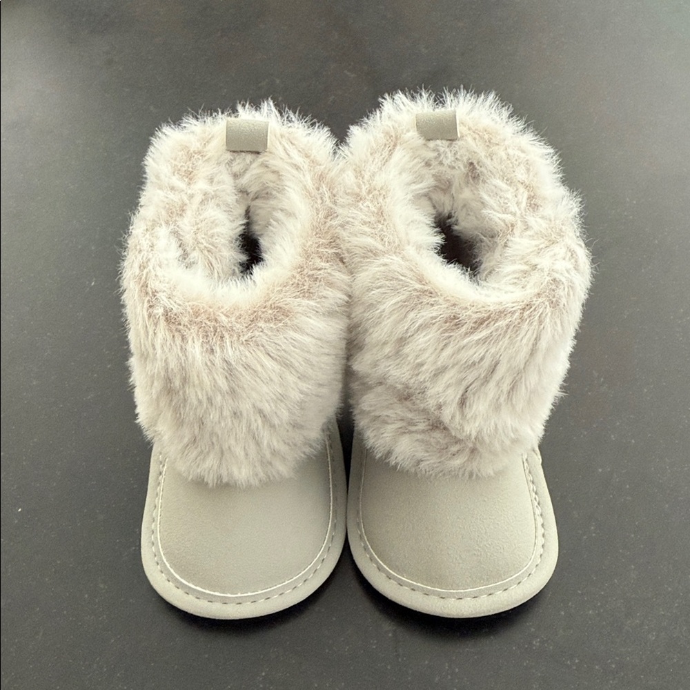 Carters Faux Fur Baby Boots in Grey